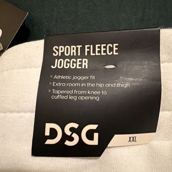 NEW DSG Men's Sport Fleece Jogger Pure White Athletic Workout Pants Size XXL - Picture 4 of 6